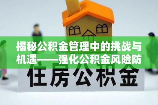 杉林揭秘公积金管理中的挑战与机遇——强化公积金风险防控的多维策略